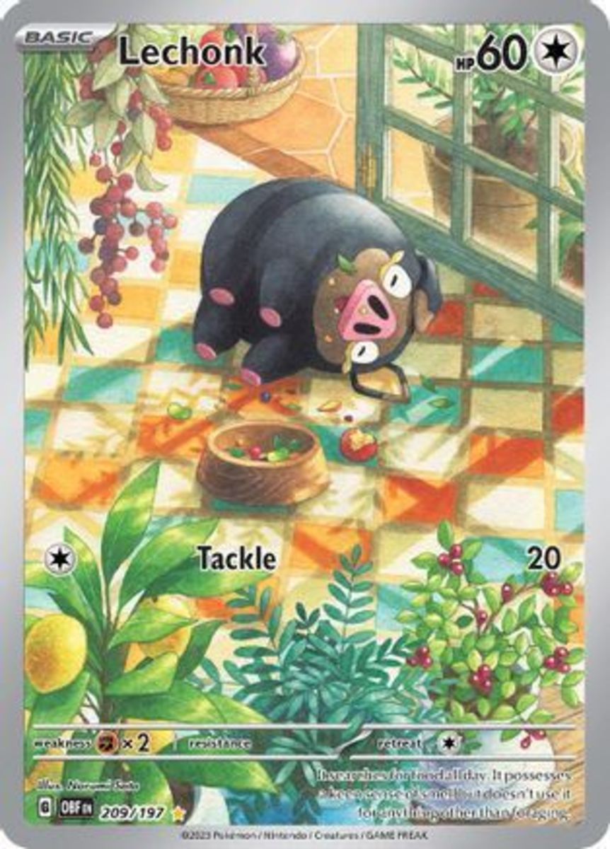 Lechonk illustration rare from Obsidian Flames